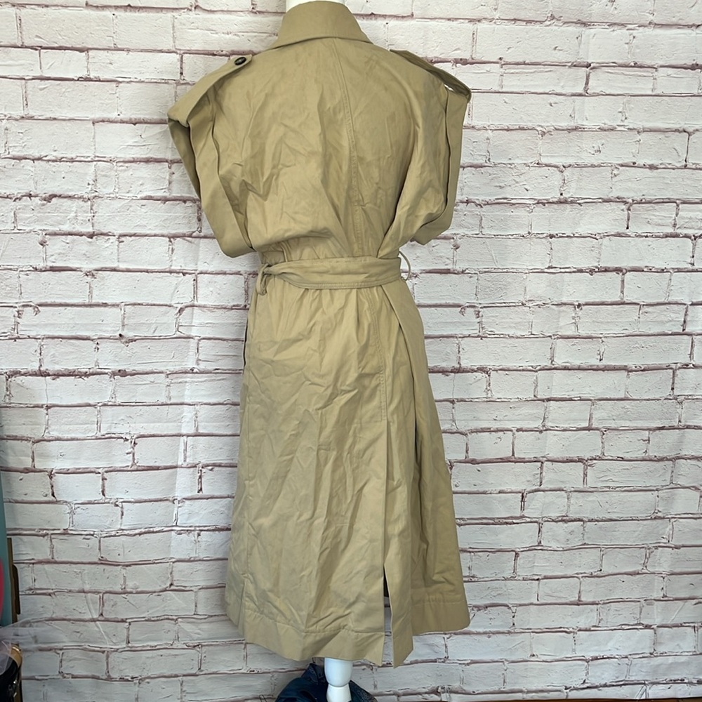 MNG Sleeveless Button-Down Trench Coat Khaki Small - Picture 8 of 13